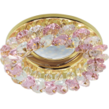 Светильник встраиваемый Ecola Light MR16 CD4141 GU5.3 круглый с хрусталиками прозрачный и розовый/золото 50x90 /FF1617EFY/