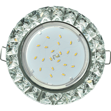 Светильник встраиваемый Ecola GX53 H4 5361 Glass Круг с крупными стразами Конус фон зерк/центр часть хром 52x120 (к+) /FK53RGECB/
