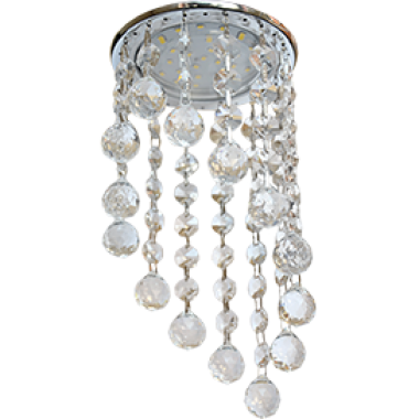 Светильник встраиваемый Ecola GX53 H4 5344 Glass Круглый с большими хрусталиками на подвесе "под скос" прозрачный/хром 225x110 (к+) /FA53RVECB/