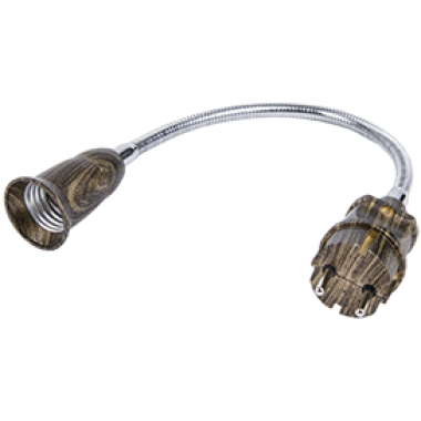 Переходник Ecola base вилка-патрон E27 гибкий 300мм без выключателя черненая бронза /APF7NOEAY/