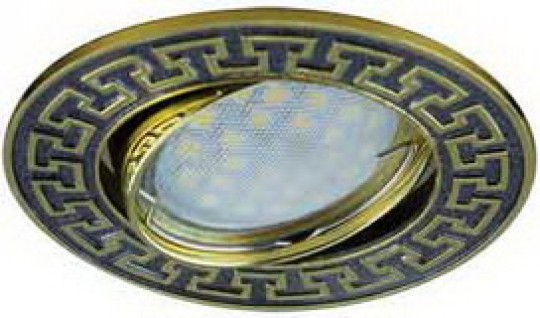 Светильник встраиваемый Ecola MR16 DL111 GU5.3 литой поворотный Антик2 черный хром/золото 24x88 /FM1606EFF/