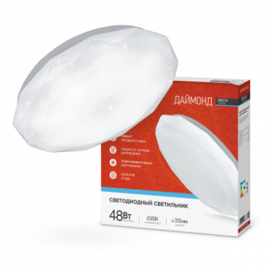 Светильник светодиодный серии DECO ДАЙМОНД 48Вт 230В 6500К 4320Лм 380х55мм IN HOME