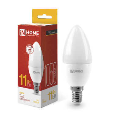 Лампа светодиодная LED-СВЕЧА-VC 11Вт 230В Е14 3000К 1050Лм IN HOME
