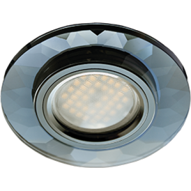 Светильник встраиваемый Ecola MR16 DL1654 GU5.3 Glass Стекло Круг граненый черный/черный хром 25x90 /FB1654EFF/