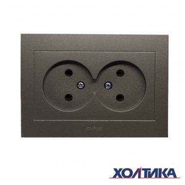 РОЗЕТКА ДВОЙНАЯ БЕЗ ЗАЗЕМЛЕНИЯ (АНТРАЦИТ ЦВЕТ) GRANO