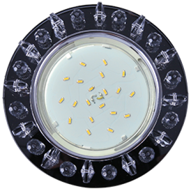 Светильник встаиваемый Ecola GX53 H4 5361 Glass Круг с квадрат прозр стразами фон черн/центр часть хром 52x120 (к+) /FX53RNECB/