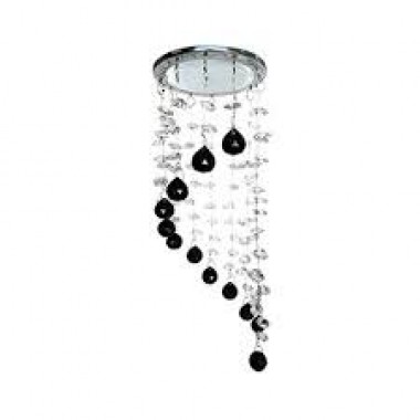 Светильник встраиваемый Ecola GX53 H4 5354 Glass Круг "Хрустальная нить" прозрачный и черный/хром 330x105 (к+) /FX53RVECB/