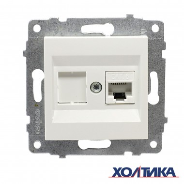 Розетка компьютерная RJ45 (CAT6) (белый цвет) М + К