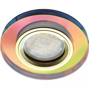 Светильник встраиваемый Ecola MR16 DL1650 GU5.3 Светильник встр Glass Стекло Круг мультиколор/золото 25x95 /FM1650EFF/
