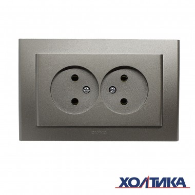 РОЗЕТКА ДВОЙНАЯ БЕЗ ЗАЗЕМЛЕНИЯ (АНТРАЦИТ ЦВЕТ) MINA