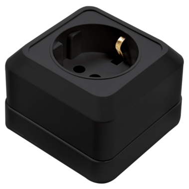 Розетка одинарная с заземлением BOLLETO черная накладная 7028B IN HOME