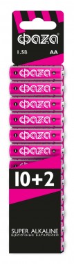 Алкалиновый элемент питания LR 6 ФАZА Super Alkaline SBL-(10+2)