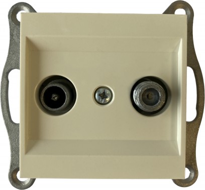 РОЗЕТКА ТВ + СПУТНИК ПРОПУСКНАЯ (КРЕМОВЫЙ ЦВЕТ) М + К