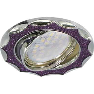 Светильник встраиваемый Ecola MR16 DL36 GU5.3 литой поворотный Звезда под стеклом фиолетовый блеск/хром 22x84 /FP1613EFY/