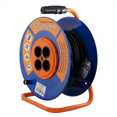 Удлинитель силовой на катушке GLANZEN 4 гн. КГ 3х2,5