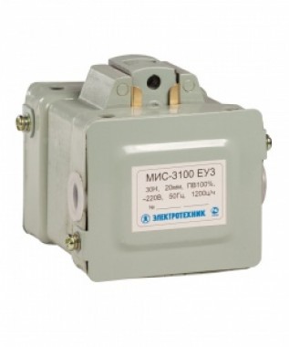 Электромагнит МИС-3100 ЕУ3, 380В, тянущее исполнение, ПВ 100%, IP20, с жесткими выводами.