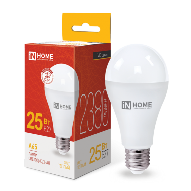 Лампа светодиодная LED-A65-VC 25Вт 230В Е27 3000К 2380Лм IN HOME