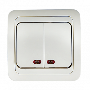 Выключатель двухклавишный с подсветкой CLASSICO белый 2123 IN HOME