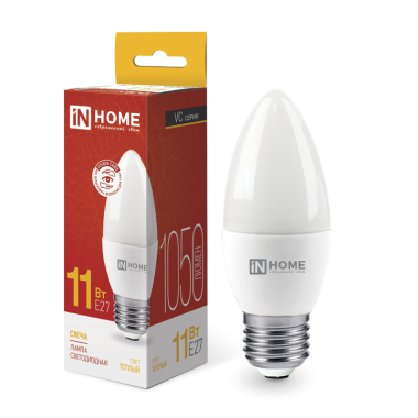 Лампа светодиодная LED-СВЕЧА-VC 11Вт 230В Е27 3000К 1050Лм IN HOME
