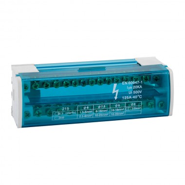 Шина "N" нулевая на DIN-рейку в корпусе-2х15групп-КЭАЗ 