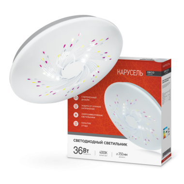 Светильник светодиодный серии DECO КАРУСЕЛЬ 36Вт 230В 4000К 3240Лм 380х55мм IN HOME