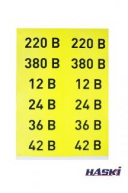 Самоклеящаяся этикетка - 220 В, 90 х 38мм HASKI