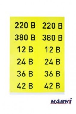 Самоклеящаяся этикетка - 380 В, 90 х 38мм HASKI