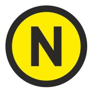 Знаки электробезопасности символ "N" d=20мм желтая (уп./100 шт) HLT