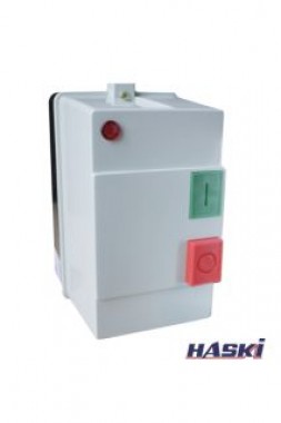 Пускатель магнитный в оболочке КМО-2230 (КМО-2530) (25А, катушка 220В) с лампочкой, пластиковый корпус, с РТЛ (17-25) А HASKI