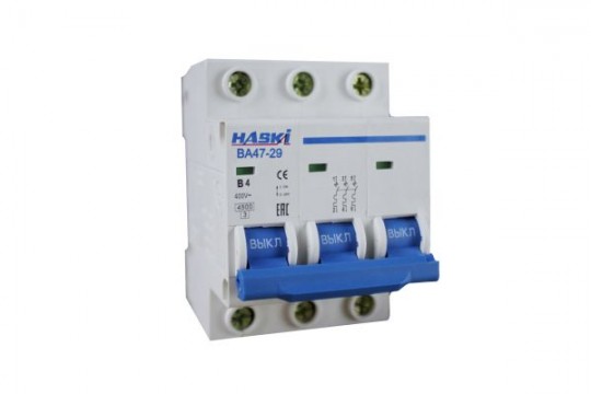 Выключатель автоматический ВА47- 29 3Р  4А хар. B HASKI