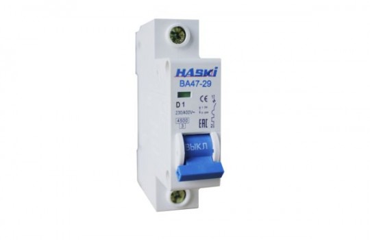 Выключатель автоматический ВА47- 29 1Р 1А хар. D HASKI