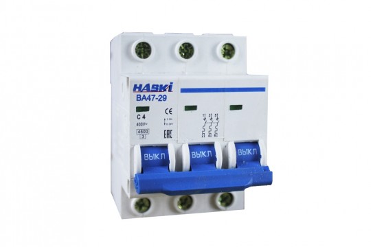 Выключатель автоматический ВА47- 29 3Р  4А хар. C HASKI
