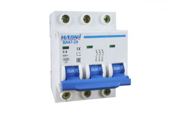 Выключатель автоматический ВА47- 29 3Р  6А хар. C HASKI
