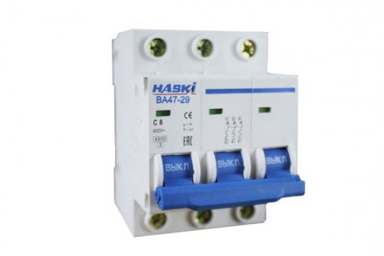 Выключатель автоматический ВА47- 29 3Р  8А хар. C HASKI