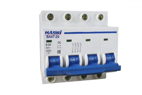 Выключатель автоматический ВА47- 29 4Р 25А хар. D HASKI