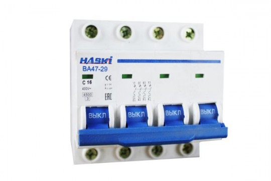 Выключатель автоматический ВА47- 29 4Р 16А хар. C HASKI