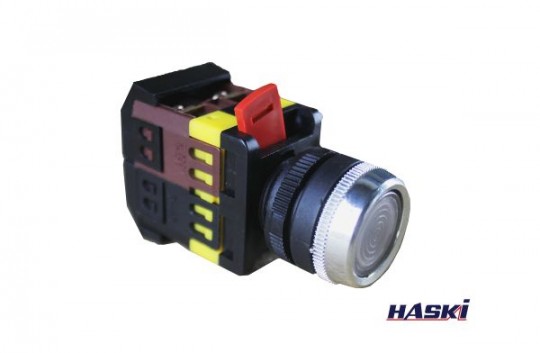 Кнопка АBLFS-22 белый d22мм неон/240В 1з+1р HASKI