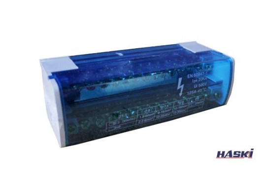 Шина "N" нулевая в корпусе на DIN-рейку 2х15 групп HASKI