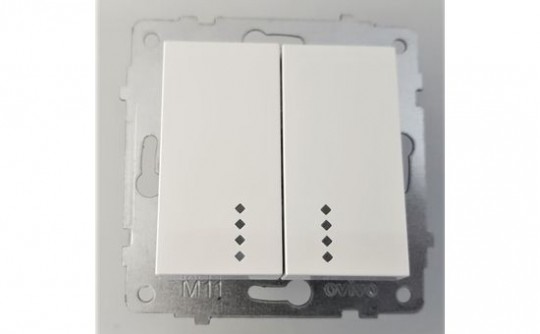 Выключатель двойной с подсветкой (белый цвет) М + К
