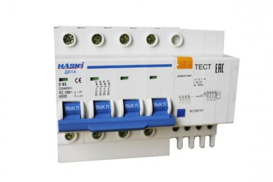 Дифференциальный автомат ДА14 4Р 63А 100мА хар.С HASKI