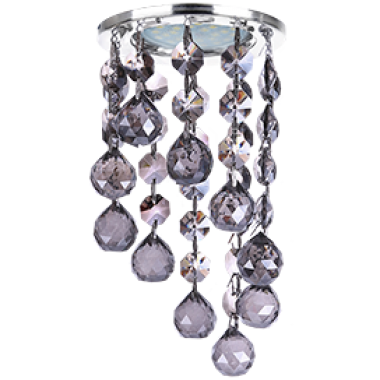 Светильник встраиваемый Ecola MR16 CR1007 GU5.3 Glass Стекло Круг с большими хруст на подвесе "под скос" черный/хром 84x170 /FK16RVECB/