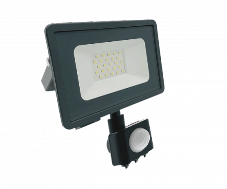 Прожектор светодиодный СДО 20Вт 6500К IP65 с датчиком серый Фарлайт