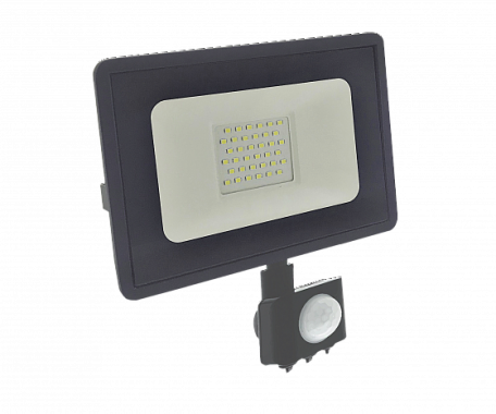 Прожектор светодиодный СДО 50Вт 6500К IP65 с датчиком серый Фарлайт