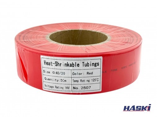 Термоусаживаемая трубка ТУТнг 40/20 красная (50м/ролл) HASKI 