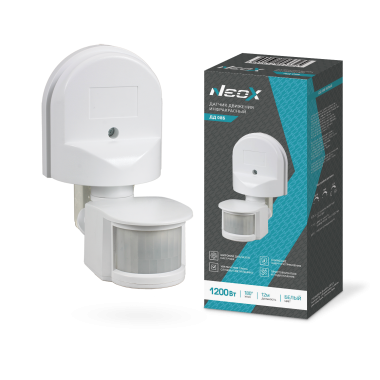 Датчик движения инфракрасный ДД 08Б 1200Вт 180 гр.12м IP44 белый NEOX