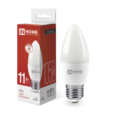 Лампа светодиодная LED-СВЕЧА-VC 11Вт 230В Е27 4000К 1050Лм IN HOME