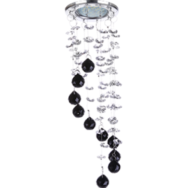Светильник встраиваемый Ecola MR16 CR1010 GU5.3 Glass Стекло Круг "Хрустальная нить" прозрачный и черный/хром 84x290 /FX16RVECB/