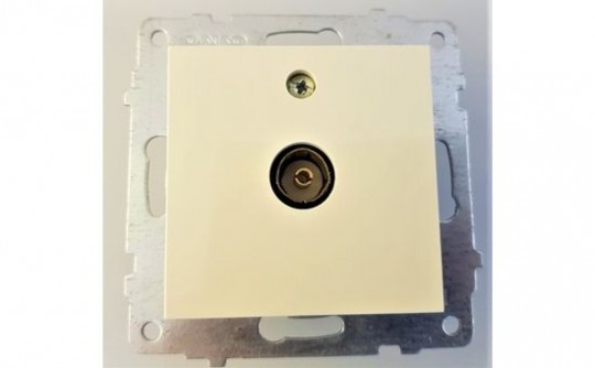 РОЗЕТКА ТВ ПРОПУСКНАЯ (КРЕМОВЫЙ ЦВЕТ) М + К