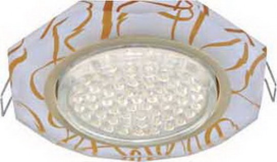Светильник встраиваемый Ecola GX53 H4 5312 Glass Стекло 8-угольник с прямыми гранями золото-золото на белом 38x133 (к+) /FG538AECH/