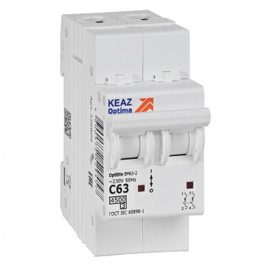 Выключатель автоматический модульный OptiDin BM63-2C63-4,5-УХЛ3